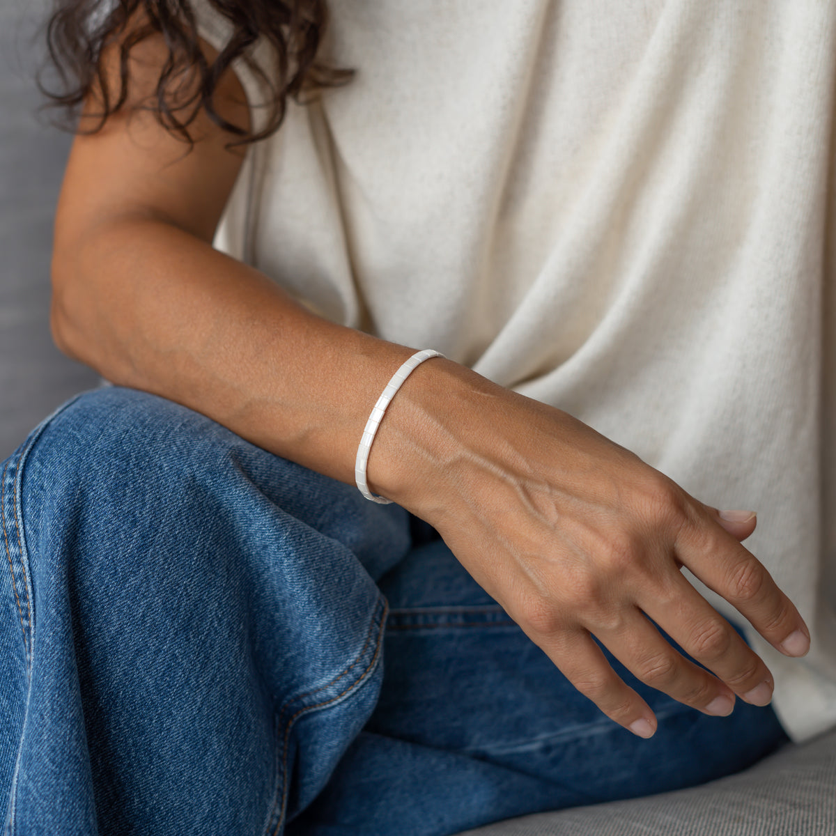 Damen Tila Perlenarmband weiss