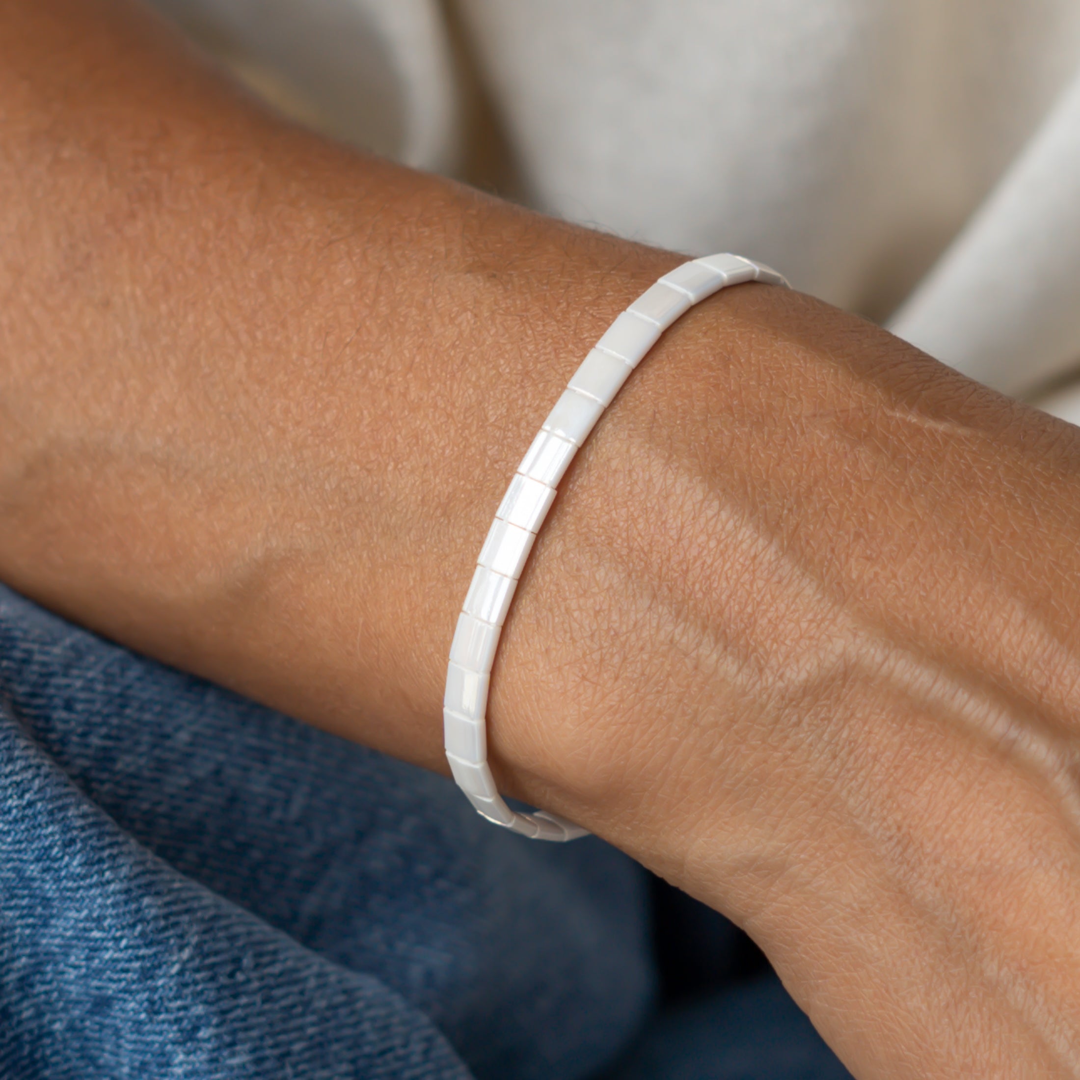 damen tila perlenarmband weiss