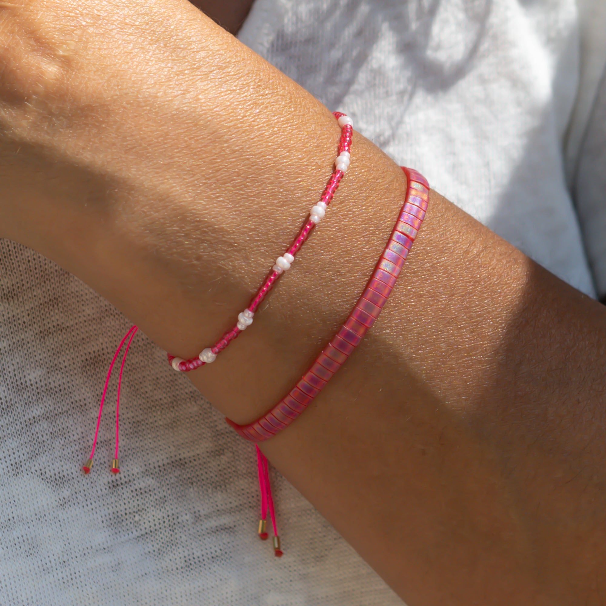 damen perlenarmbänder pink
