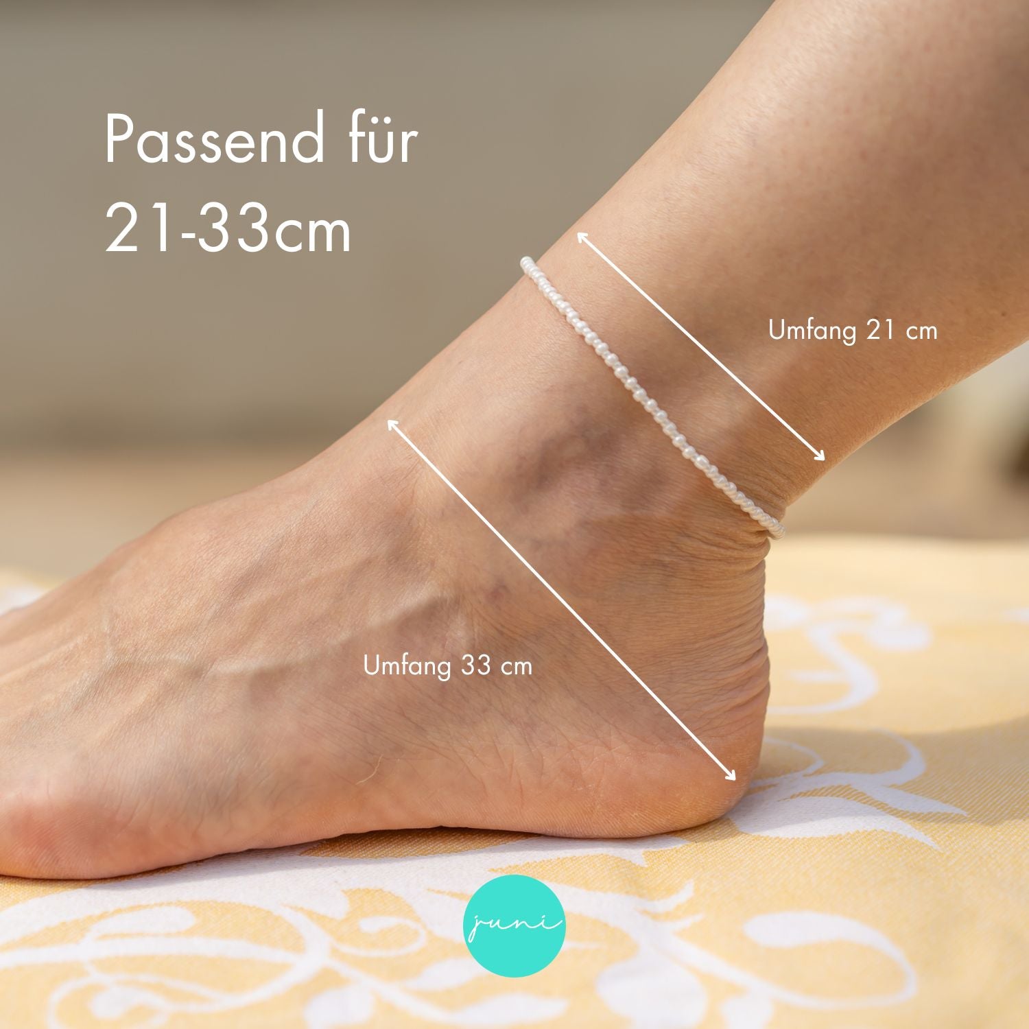 Perlen Fußkette apricot