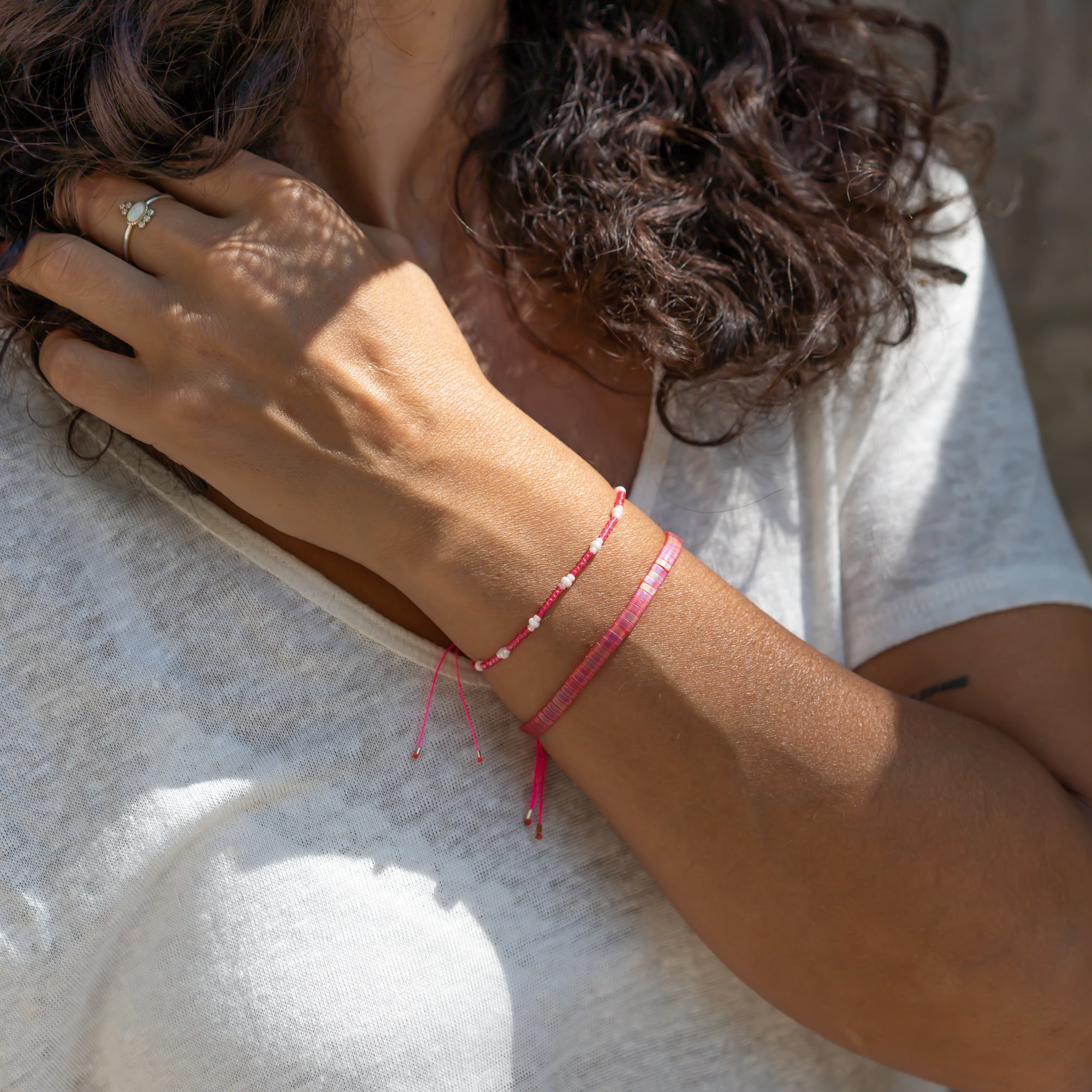 damen perlenarmbänder pink