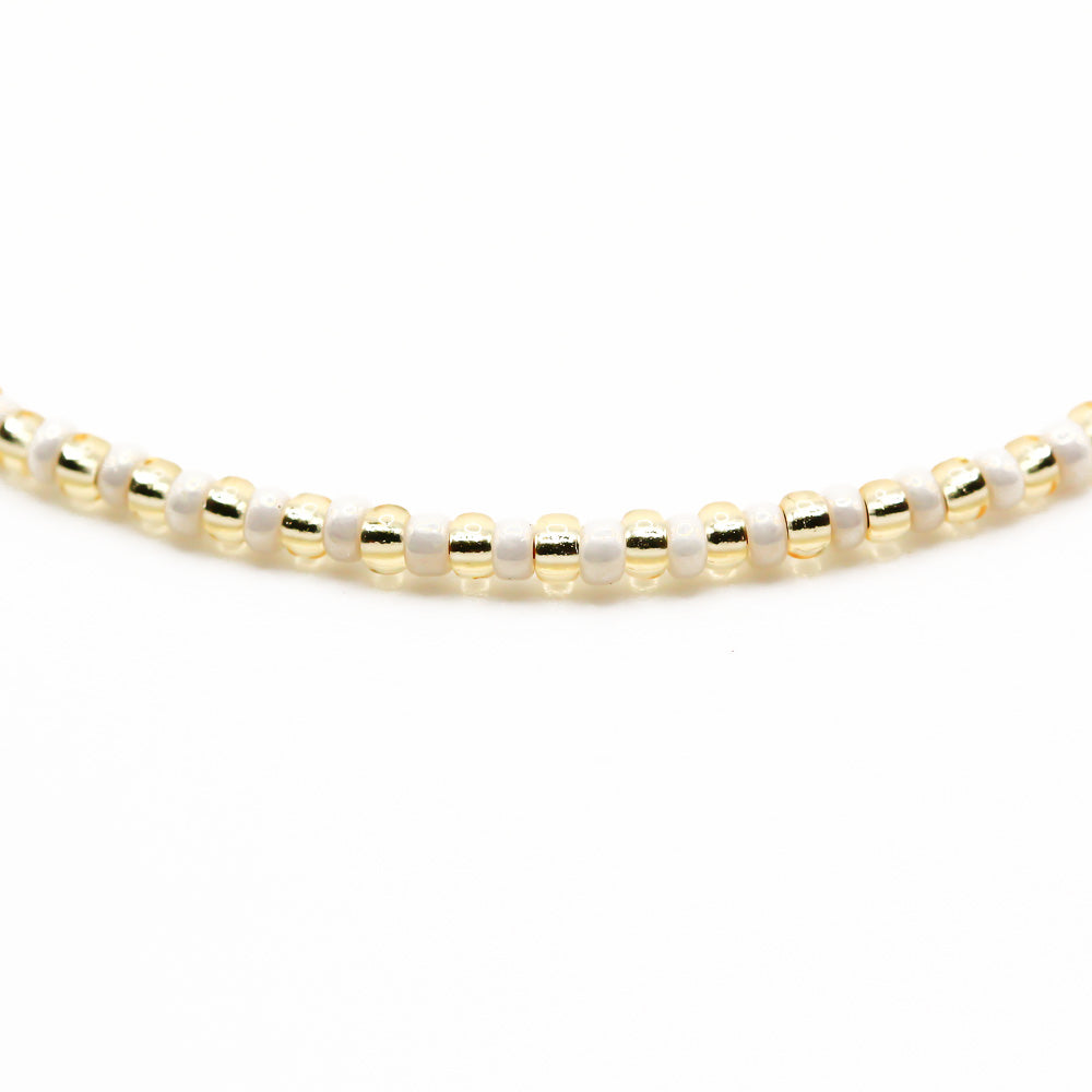 sommer perlenarmband gold beige