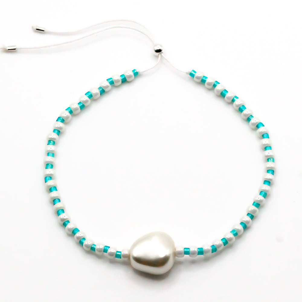 sommer perlenarmband blau weiss